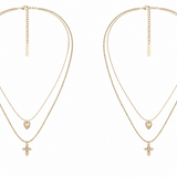  Lace Glimmer Heart & Cross Double Layer Necklace - friendship necklace gift from Bestie Keepsake
