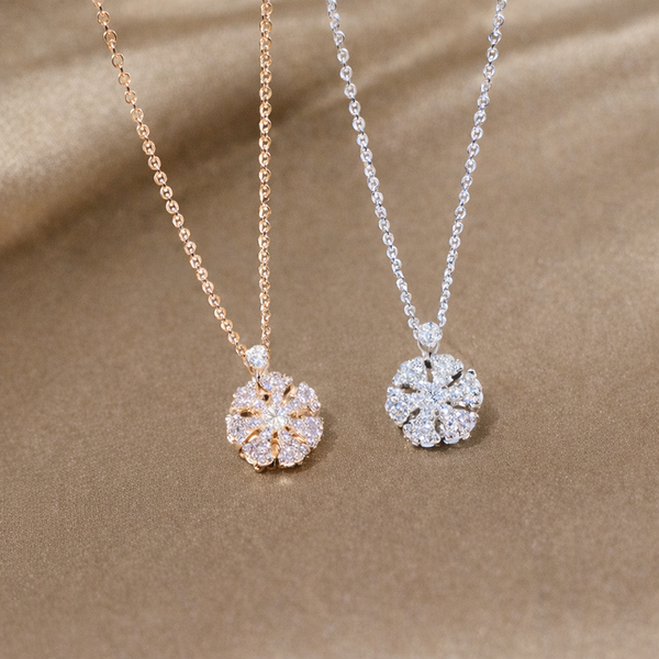  Spinning Snowflake Crystal Pendant Necklace - friendship necklace gift from Bestie Keepsake