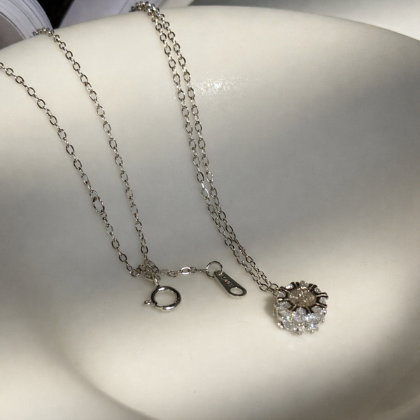  Pave Cylinder Pendant Necklace Sterling Silver - friendship necklace gift from Bestie Keepsake