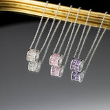  Ornate Pave Zircon Cylinder Pendant Necklace - friendship necklace gift from Bestie Keepsake