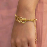  Heart Charm Snake Chain Bracelet in Stainless Steel - friendship necklace gift from Bestie Keepsake