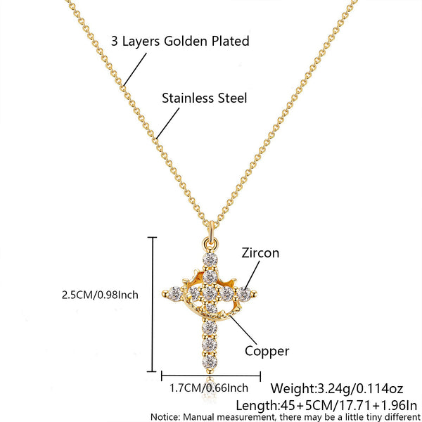  Ornate Crown Cross Spinning Ring Necklace - friendship necklace gift from Bestie Keepsake