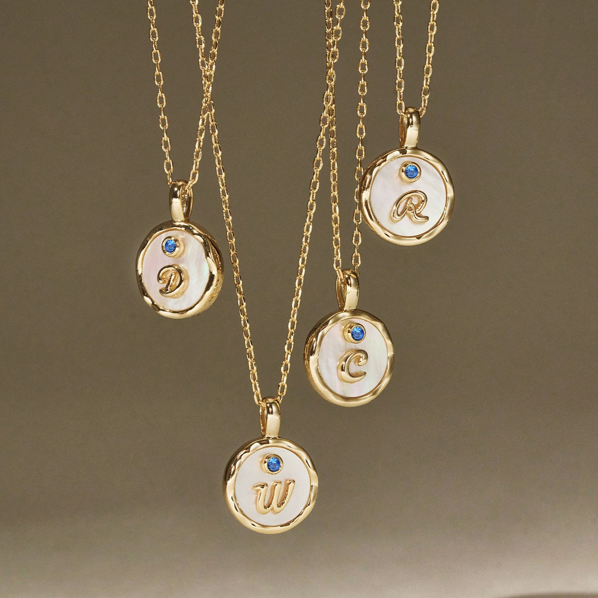  Mother of Pearl Initial Pendant Necklace in K-Gold Finish - friendship necklace gift from Bestie Keepsake
