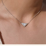  Delta Geometric Triangle Necklace with Stone Inlay - friendship necklace gift from Bestie Keepsake