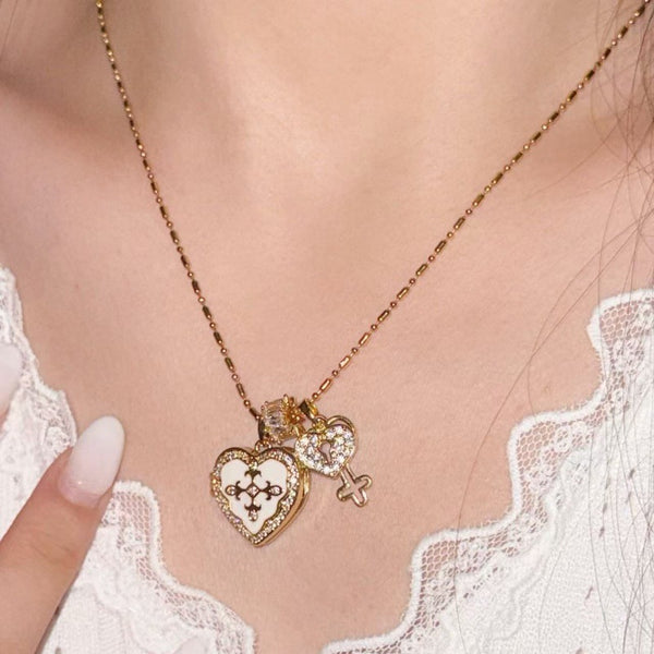  Ornate Heart Locket Pendant Necklace - friendship necklace gift from Bestie Keepsake