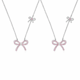  Dainty Pave Bow Ribbon Necklace in Sterling Silver - friendship necklace gift from Bestie Keepsake