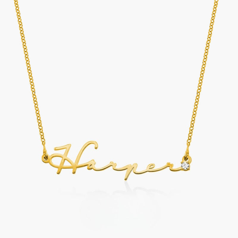  Cursive Script Name Necklace with Sparkling Accent in S925 Sterling Silver - friendship necklace gift from Bestie Keepsake