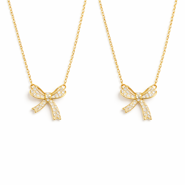  Sparkling Bow Cubic Zirconia Necklace - friendship necklace gift from Bestie Keepsake