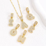  Baguette Zircon Initial Letter Pendant Necklace - friendship necklace gift from Bestie Keepsake
