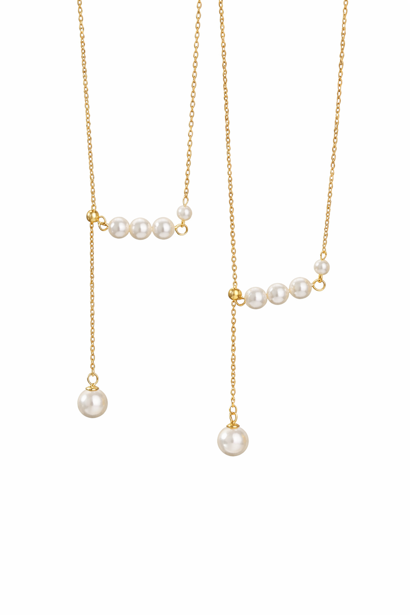  Pearl Drop Y-Necklace in S925 Sterling Silver - friendship necklace gift from Bestie Keepsake