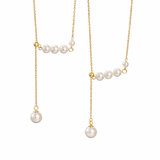  Pearl Drop Y-Necklace in S925 Sterling Silver - friendship necklace gift from Bestie Keepsake