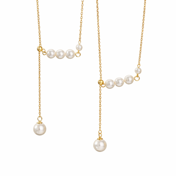  Pearl Drop Y-Necklace in S925 Sterling Silver - friendship necklace gift from Bestie Keepsake