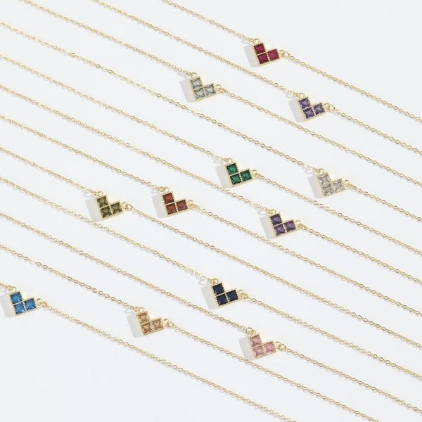  Geometric Heart Birthstone Necklace Stainless Steel - friendship necklace gift from Bestie Keepsake