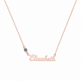  Personalized Script Name & Birthstone Necklace in Stainless Steel - friendship necklace gift from Bestie Keepsake