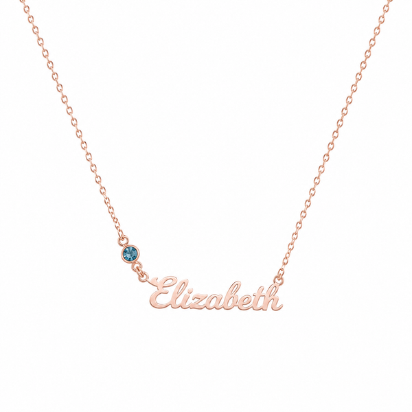  Personalized Script Name & Birthstone Necklace in Stainless Steel - friendship necklace gift from Bestie Keepsake
