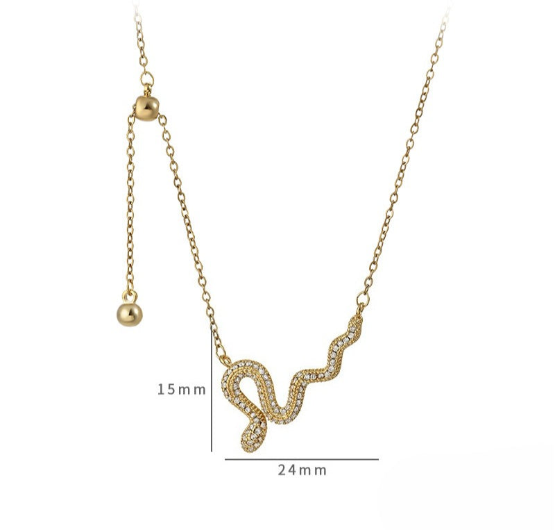  Ornate Pave Snake Necklace - friendship necklace gift from Bestie Keepsake