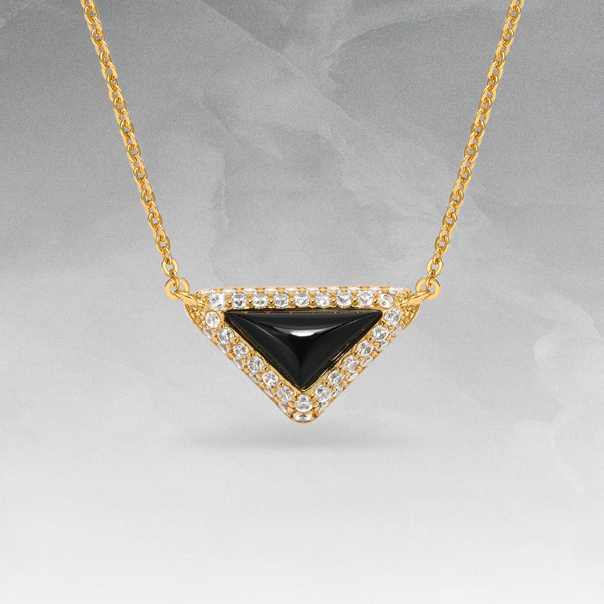  Delta Geometric Triangle Necklace with Stone Inlay - friendship necklace gift from Bestie Keepsake