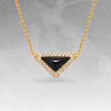  Delta Geometric Triangle Necklace with Stone Inlay - friendship necklace gift from Bestie Keepsake