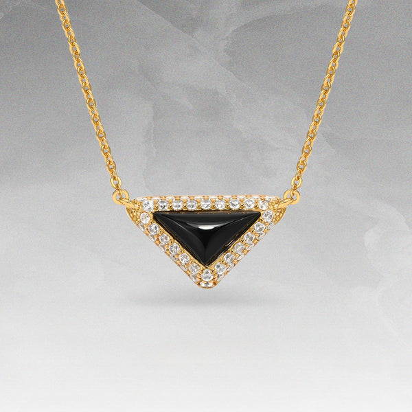  Delta Geometric Triangle Necklace with Stone Inlay - friendship necklace gift from Bestie Keepsake