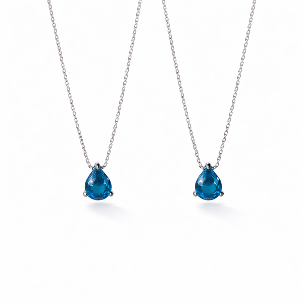  Teardrop Zircon Necklace in Sterling Silver - friendship necklace gift from Bestie Keepsake