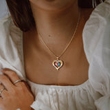  Dainty Dual Birthstone Heart Necklace - friendship necklace gift from Bestie Keepsake