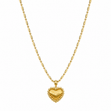  Ornate Textured Heart Pendant Necklace in 18K Gold Plated Brass - friendship necklace gift from Bestie Keepsake