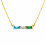  Baguette Birthstone Bar Necklace Stainless Steel - friendship necklace gift from Bestie Keepsake
