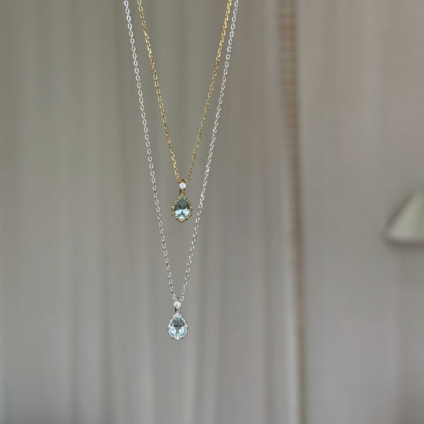  Teardrop Sky Blue Topaz Necklace S925 Sterling Silver - friendship necklace gift from Bestie Keepsake