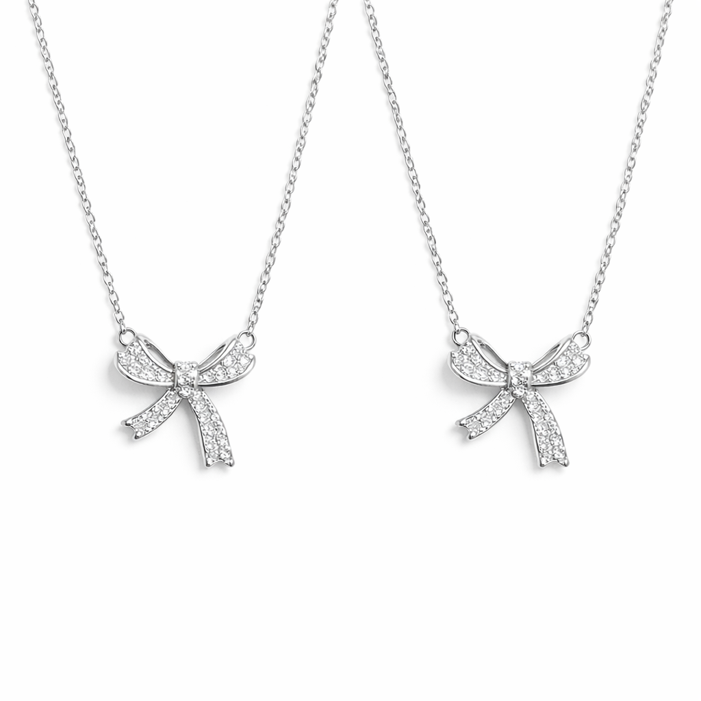  Sparkling Bow Cubic Zirconia Necklace - friendship necklace gift from Bestie Keepsake