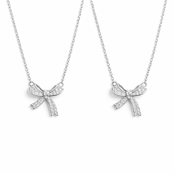  Sparkling Bow Cubic Zirconia Necklace - friendship necklace gift from Bestie Keepsake