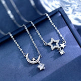  Celestial Star & Moon Pendant Necklace in Sterling Silver - friendship necklace gift from Bestie Keepsake