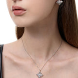  Ornate Fleur-de-lis Pendant Necklace with Cubic Zirconia - friendship necklace gift from Bestie Keepsake