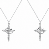  Ornate Crown Cross Spinning Ring Necklace - friendship necklace gift from Bestie Keepsake