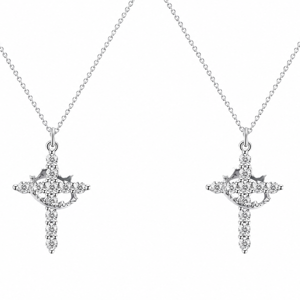  Ornate Crown Cross Spinning Ring Necklace - friendship necklace gift from Bestie Keepsake