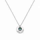  Personalized Birthstone & Engraved Disc Charm Necklace - friendship necklace gift from Bestie Keepsake