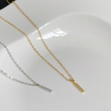  Pave Slender Bar Necklace in 925 Sterling Silver - friendship necklace gift from Bestie Keepsake