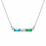  Baguette Birthstone Bar Necklace Stainless Steel - friendship necklace gift from Bestie Keepsake