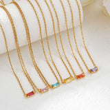  Baguette Cut Birthstone Necklace Stainless Steel - friendship necklace gift from Bestie Keepsake