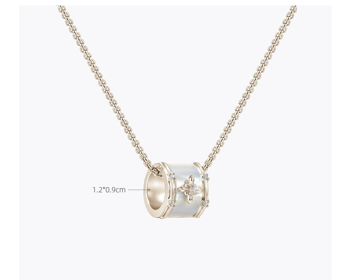  Iris Mother of Pearl Floral Barrel Necklace - friendship necklace gift from Bestie Keepsake