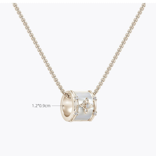  Iris Mother of Pearl Floral Barrel Necklace - friendship necklace gift from Bestie Keepsake