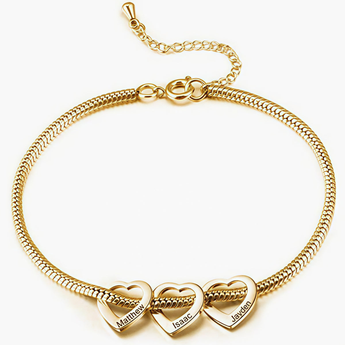  Heart Charm Snake Chain Bracelet in Stainless Steel - friendship necklace gift from Bestie Keepsake