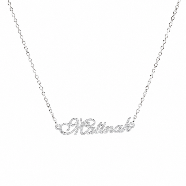  Frosted Script Name Necklace Stainless Steel - friendship necklace gift from Bestie Keepsake
