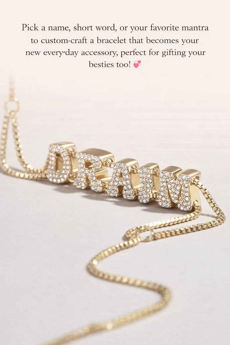  Custom Pavé Letter Slider Bracelet in Gold-Plated Copper - friendship necklace gift from Bestie Keepsake