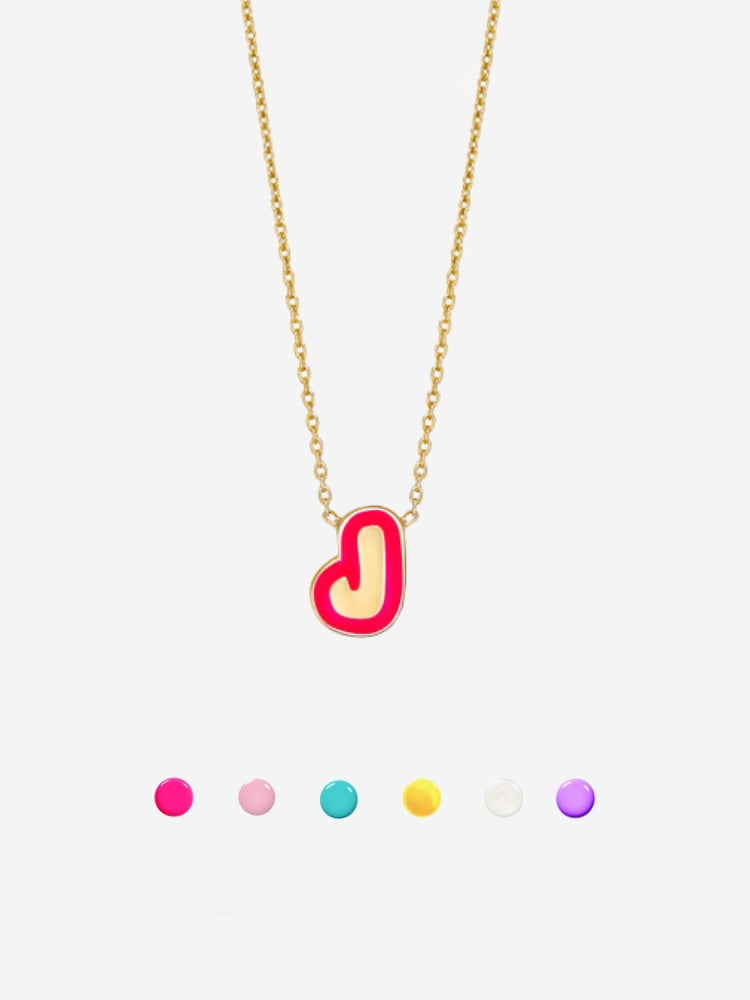  Bubble Initial Enamel Necklace in 925 Sterling Silver - friendship necklace gift from Bestie Keepsake