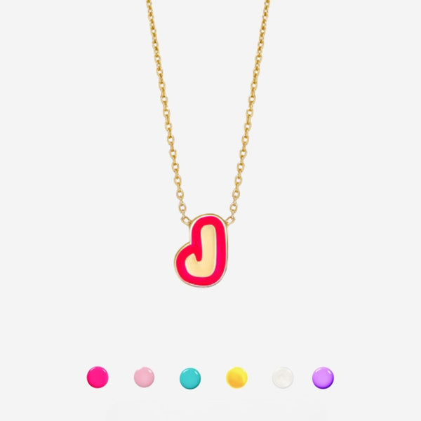  Bubble Initial Enamel Necklace in 925 Sterling Silver - friendship necklace gift from Bestie Keepsake