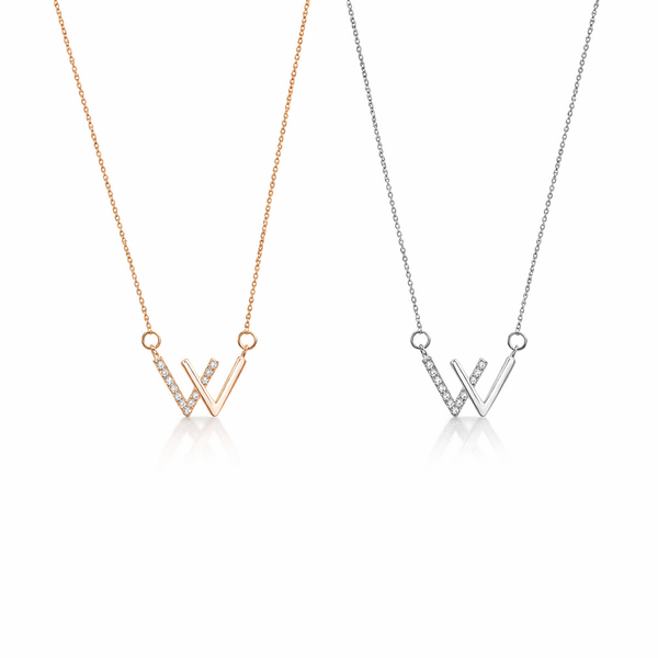  Pavé Initial W Pendant Necklace - friendship necklace gift from Bestie Keepsake