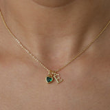  Heart Birthstone and Initial Pendant Necklace - friendship necklace gift from Bestie Keepsake