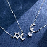  Celestial Star & Moon Pendant Necklace in Sterling Silver - friendship necklace gift from Bestie Keepsake