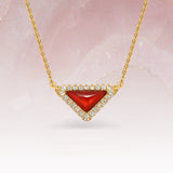  Delta Geometric Triangle Necklace with Stone Inlay - friendship necklace gift from Bestie Keepsake