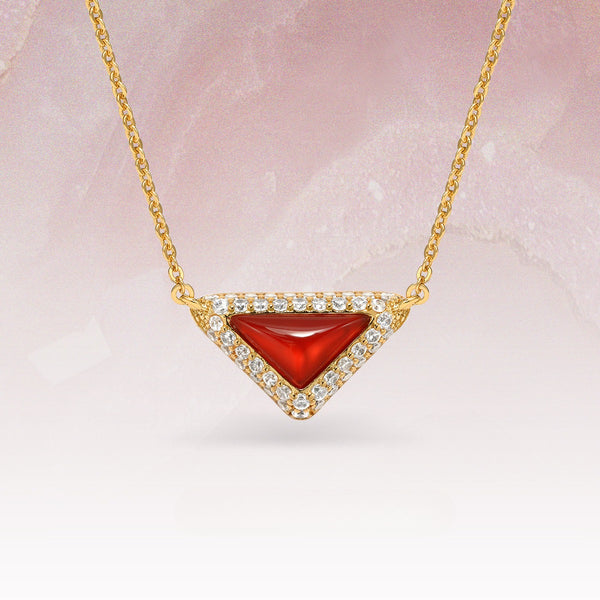  Delta Geometric Triangle Necklace with Stone Inlay - friendship necklace gift from Bestie Keepsake